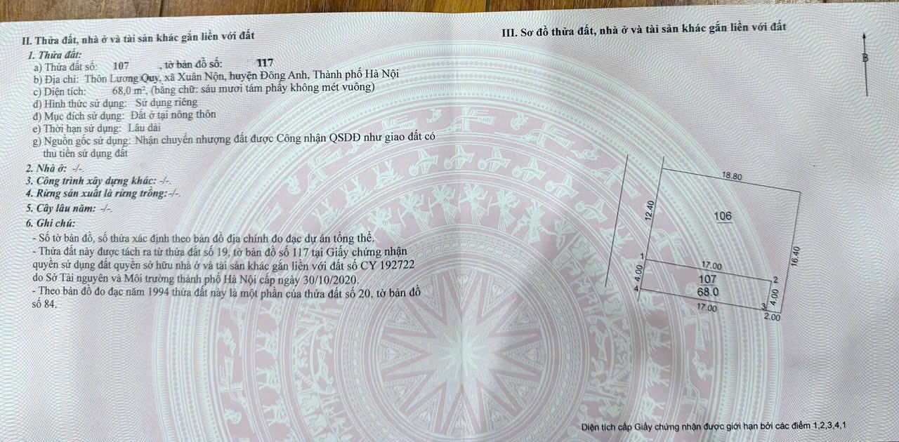 Đất nền Lương Quy Đông Anh 68m² giá 5 tỷ - Cơ hội đầu tư hiếm có!