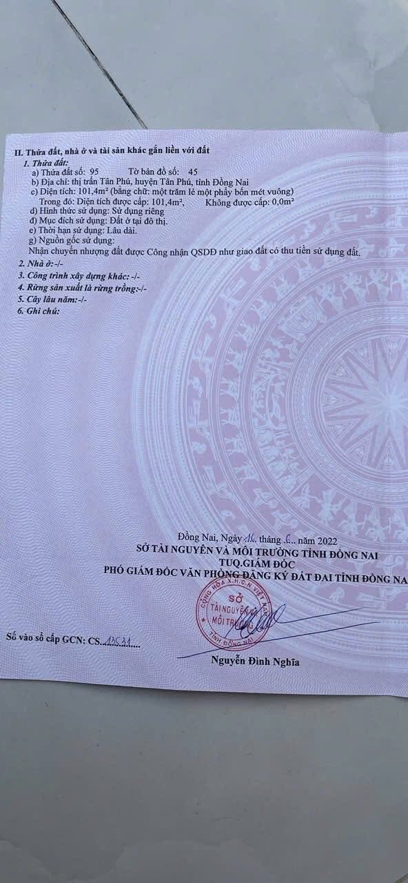 Đất thổ cư Tân Phú Đồng Nai 100m² giá 870 triệu - Tiện ích đầy đủ ngay bến xe!