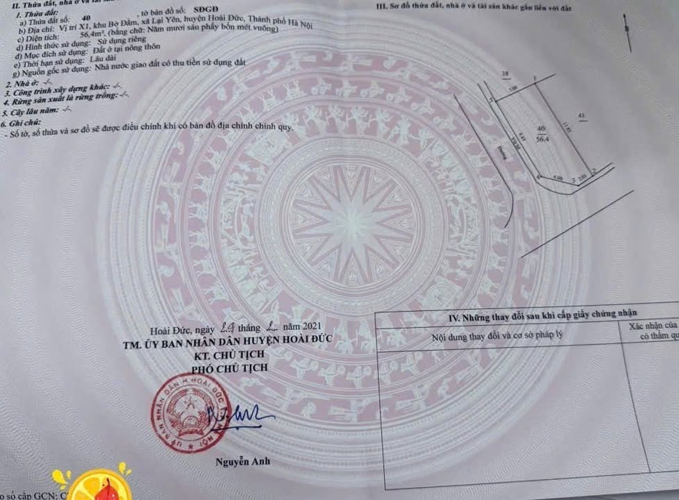 Đất nền Lại Yên Hoài Đức 56m² giá 8.4 tỷ - Lô góc phong thủy đẹp, đầu tư sinh lời!