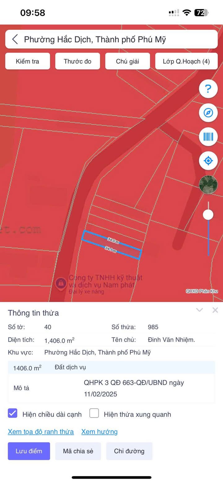 Đất thổ cư Hắc Dịch, Phú Mỹ 140m² giá 1.3 tỷ - Mặt tiền đường nhựa