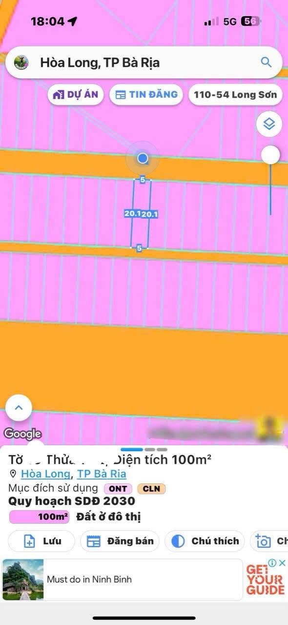 Đất nền Hòa Long Bà Rịa 100m² giá 2.05 tỷ - Mặt tiền đường nhựa, sổ hồng riêng!