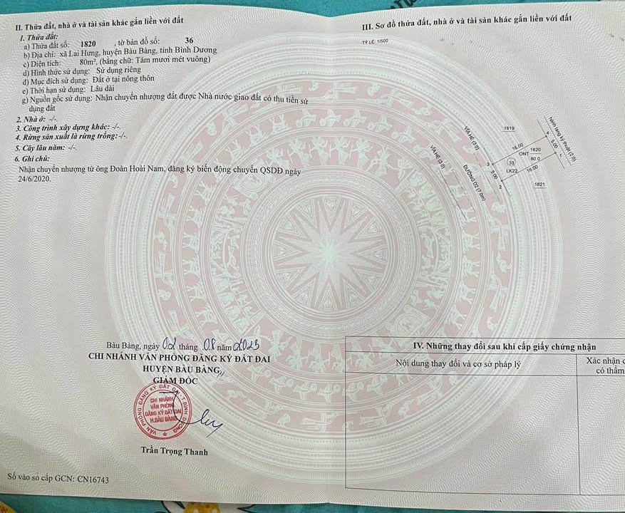 Lô đất 80m² tại xã Lai Hưng, Bàu Bàng - Giá chỉ 1.9 tỷ!