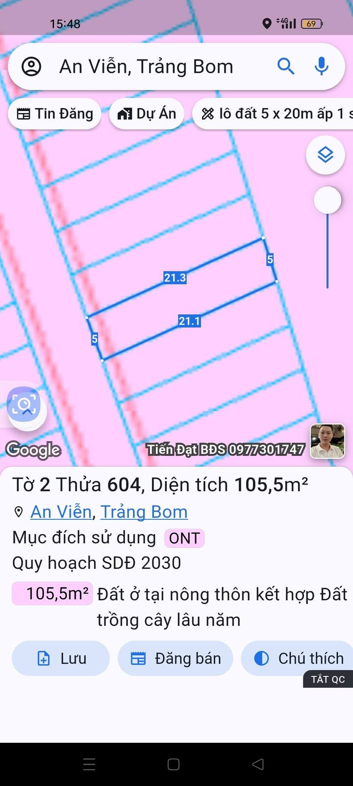 Đất mặt tiền đường Phùng Hưng, An Viễn, Trảng Bom 105m² giá chỉ 850 triệu - Cơ hội đầu tư hấp dẫn!