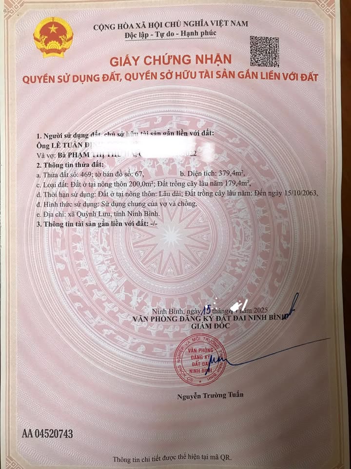 Đất nền thổ cư 200m² tại xã Quỳnh Lưu, huyện Nho Quan - Đầu tư sinh lời ngay!