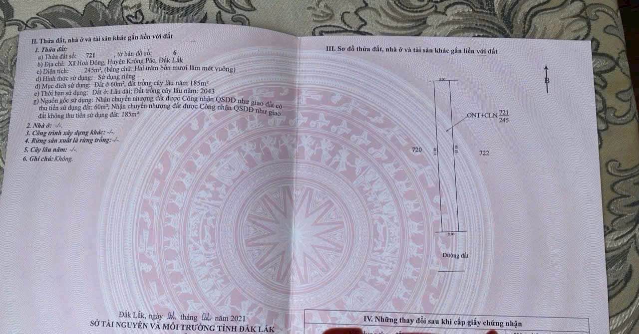 Đất thổ cư Hòa Đông, Krông Pắc 250m² - Vị trí tuyệt đẹp, giá thỏa thuận!