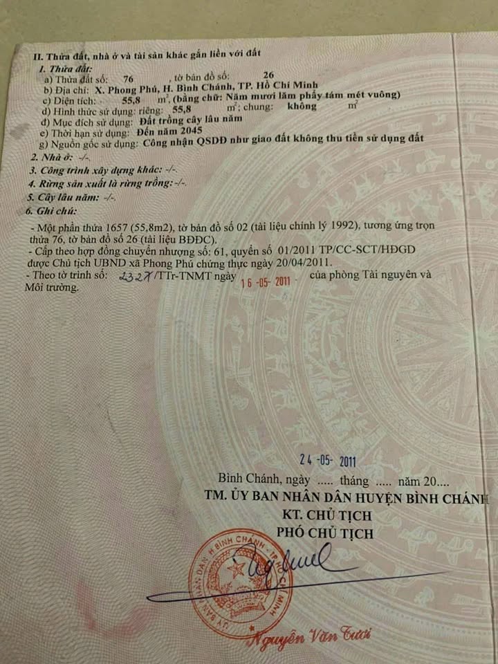 Nhà bán Ấp 5, Xã Phong Phú, Bình Chánh 56m² giá 3.15 tỷ - Hướng Đông, Sổ hồng riêng!