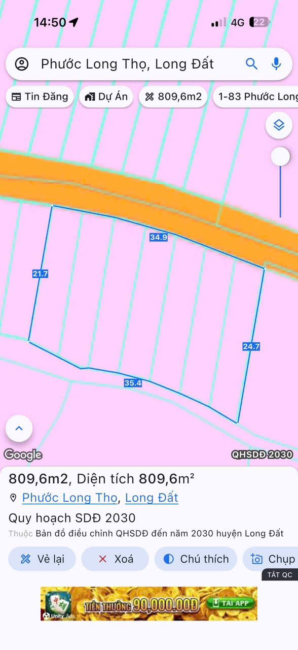 Đất nền Phước Long Thọ, Đất Đỏ, 809m² giá chỉ 500 triệu - Cơ hội đầu tư sáng giá!