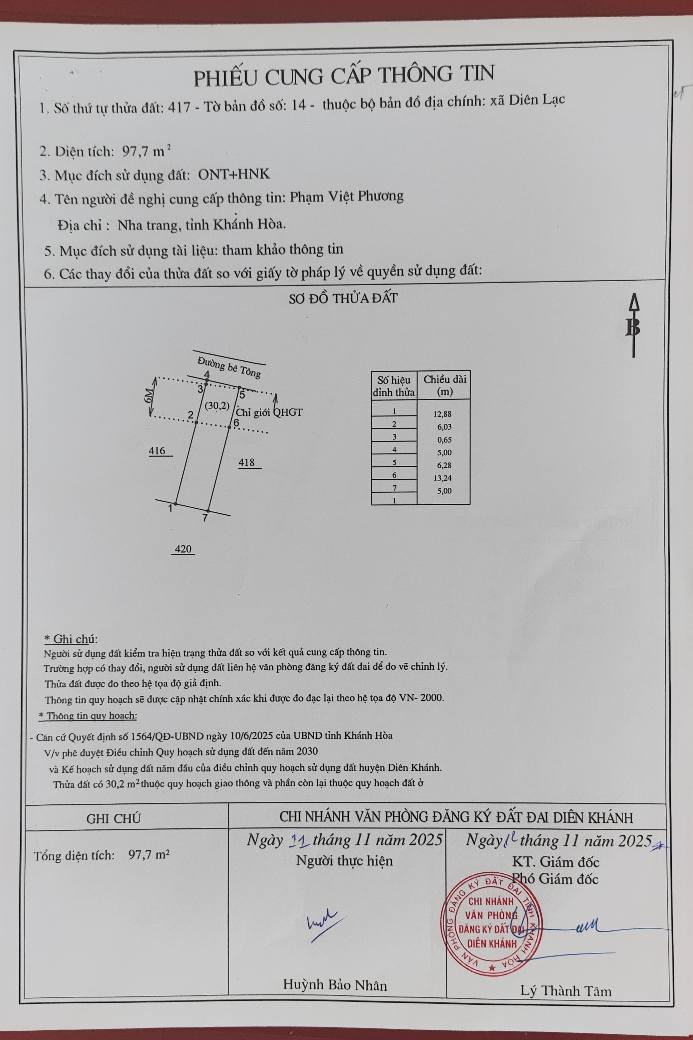 Đất nền Lạc Hòa, Diên Lạc, Diên Khánh 97.7m² giá 840 triệu - Tiềm năng đầu tư lớn!