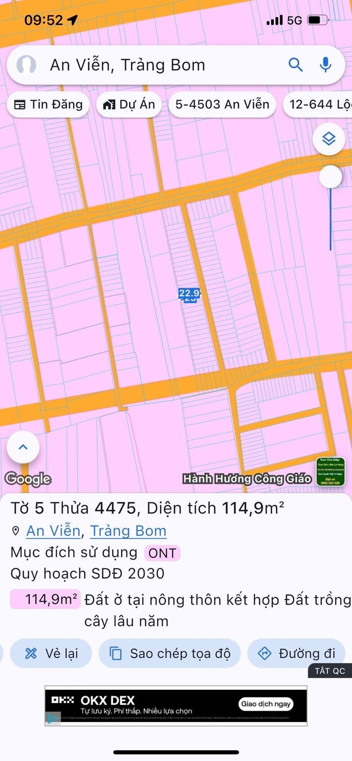 Đất thổ cư 120m² An Viễn, Trảng Bom chỉ 1.1 tỷ - Cơ hội đầu tư tuyệt vời!