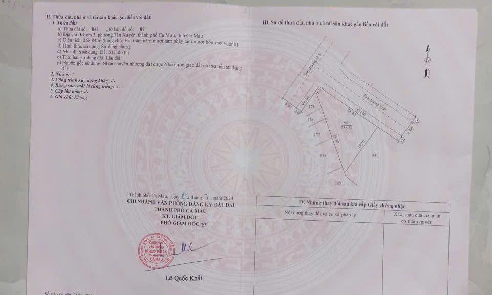 Đất thổ cư 259m² 2 mặt tiền tại Tân Xuyên - Giá chỉ 1 tỷ!