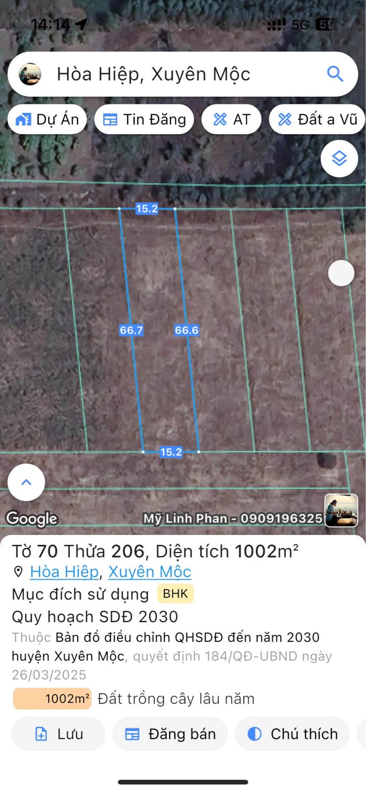 Đất Hòa Hiệp Xuyên Mộc 990m² giá chỉ 400 triệu - Sổ riêng, vị trí đẹp!