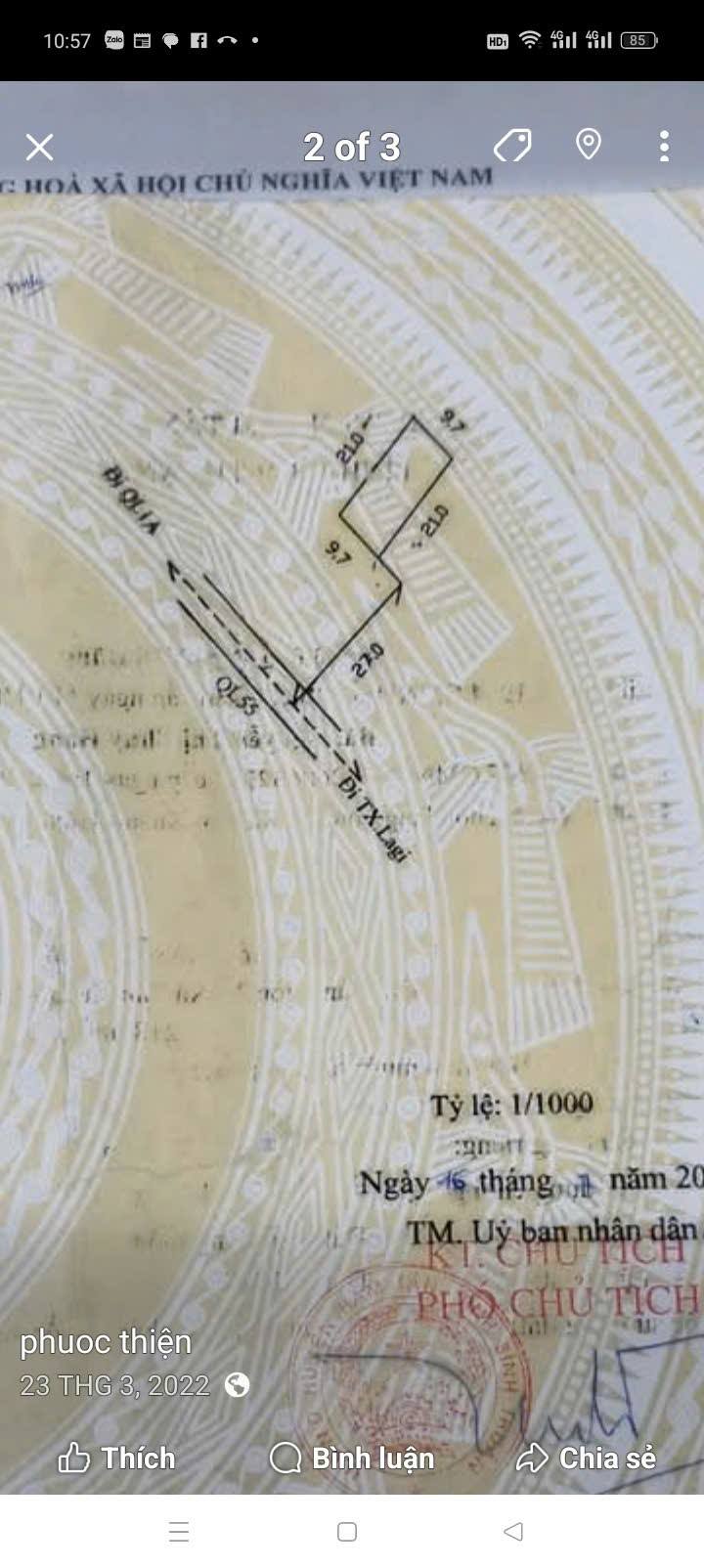 Đất thổ cư mặt tiền Quốc lộ 55, Tân Xuân, 210m² giá 2 tỷ - Cơ hội đầu tư hấp dẫn!