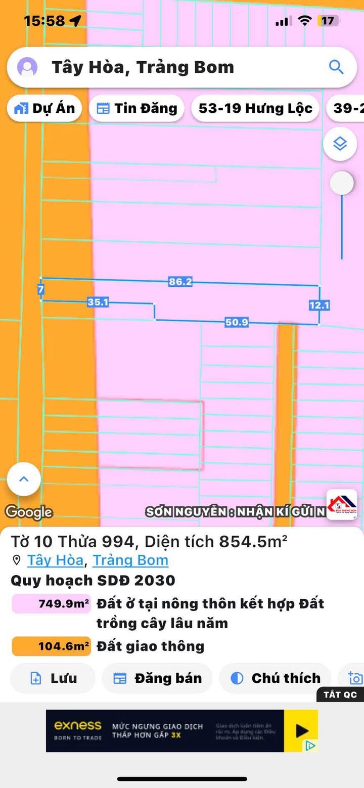 Đất nền Tây Hòa, Trảng Bom 360m² giá 3 tỷ - Mặt tiền vành đai 4 đẹp