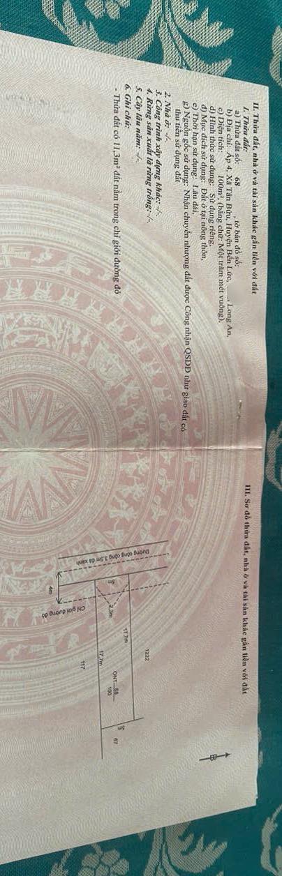 Đất nền 100m² tại Tân Bửu, Bến Lức giá chỉ 1.5 tỷ - Sổ hồng riêng, xây dựng tự do!