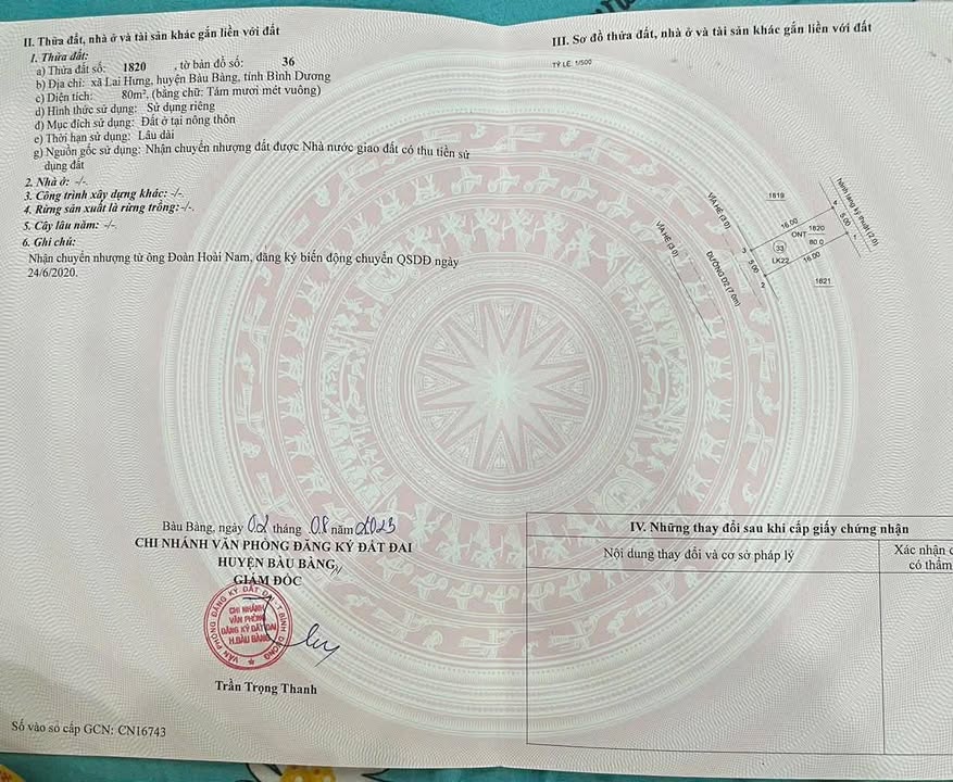 Lô đất 80m² tại xã Lai Hưng, Bàu Bàng - Giá 1.9 tỷ, cơ hội đầu tư tuyệt vời!