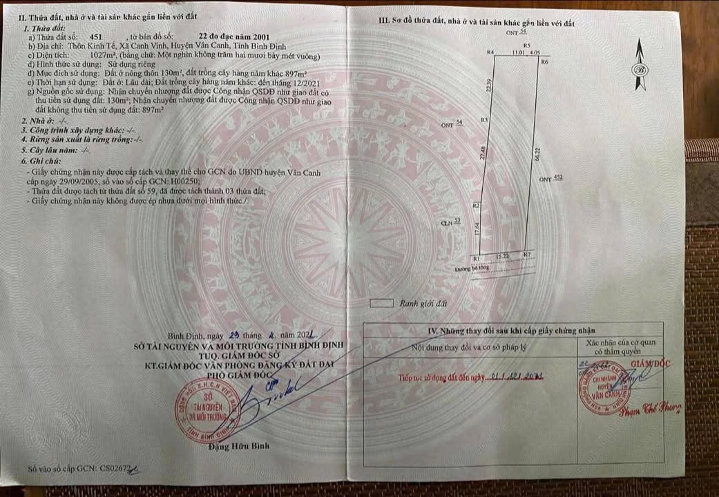 Đất thổ cư 1027m² tại Thôn Kinh Tế, Canh Vinh - Đầu tư sinh lời ngay!