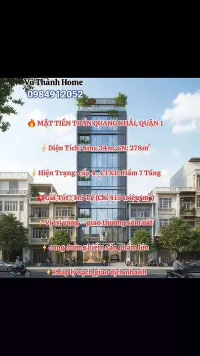 Mặt tiền Trần Quang Khải, Quận 1, 278m² giá 115 tỷ - Cơ hội đầu tư hiếm có!