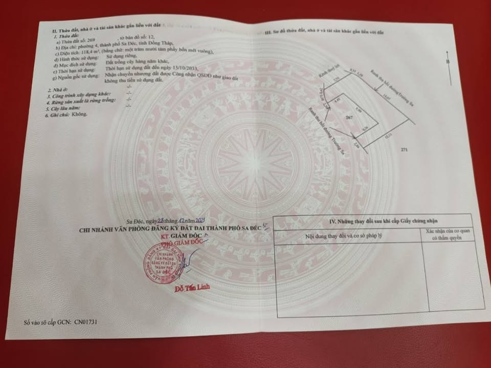 Đất thổ cư 171m² đường Hoàng Sa, Sa Đéc - Cơ hội đầu tư tuyệt vời!