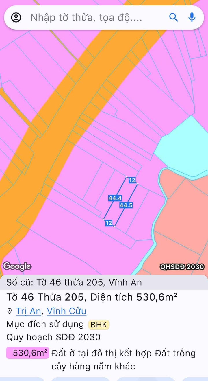 Đất nền Vĩnh An, Trị An 500m² giá 600 triệu - Sổ đỏ chính chủ