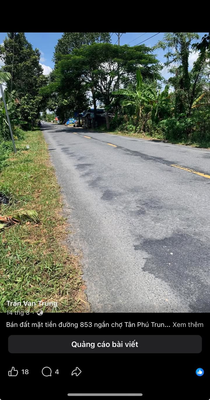 Đất nền mặt tiền đường 853, Châu Thành, Đồng Tháp 200m² giá 1.9 tỷ - Đầu tư sinh lời ngay!