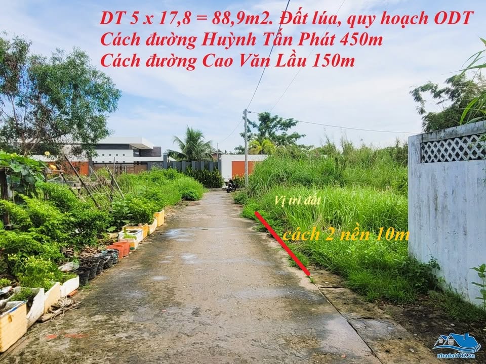 Đất nền 88,9m² hẻm 90 Huỳnh Tấn Phát, Rạch Giá - Giá 490 triệu, đầu tư tiềm năng!