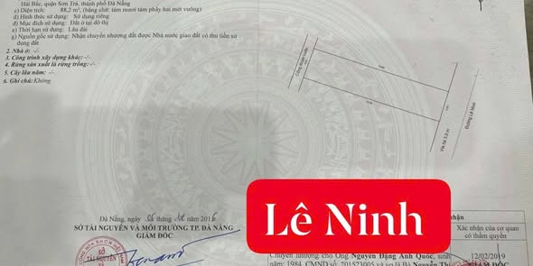 Đất nền mặt tiền đường Lê Ninh, Sơn Trà, Đà Nẵng 88.2m² giá 12 tỷ - Cơ hội đầu tư hấp dẫn!