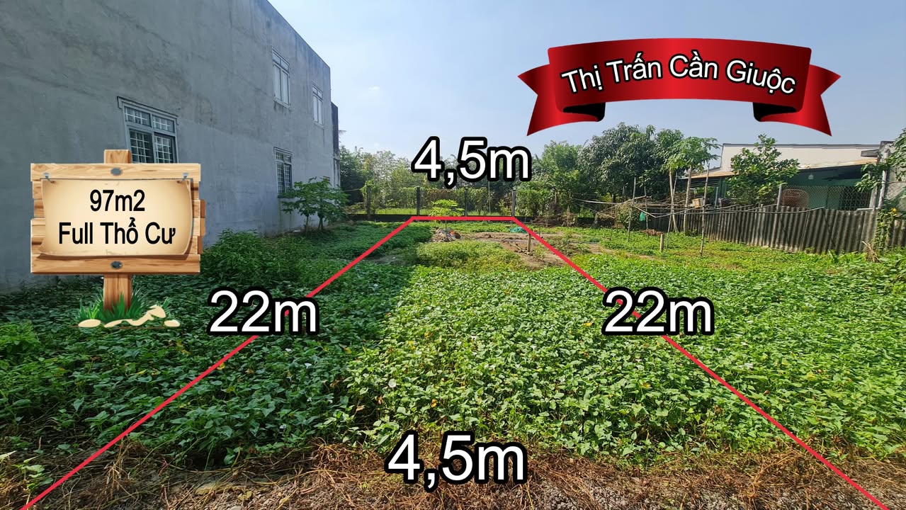 Đất thổ cư 97m² tại thị trấn Cần Giuộc, giá 960 triệu - Cơ hội đầu tư tuyệt vời!