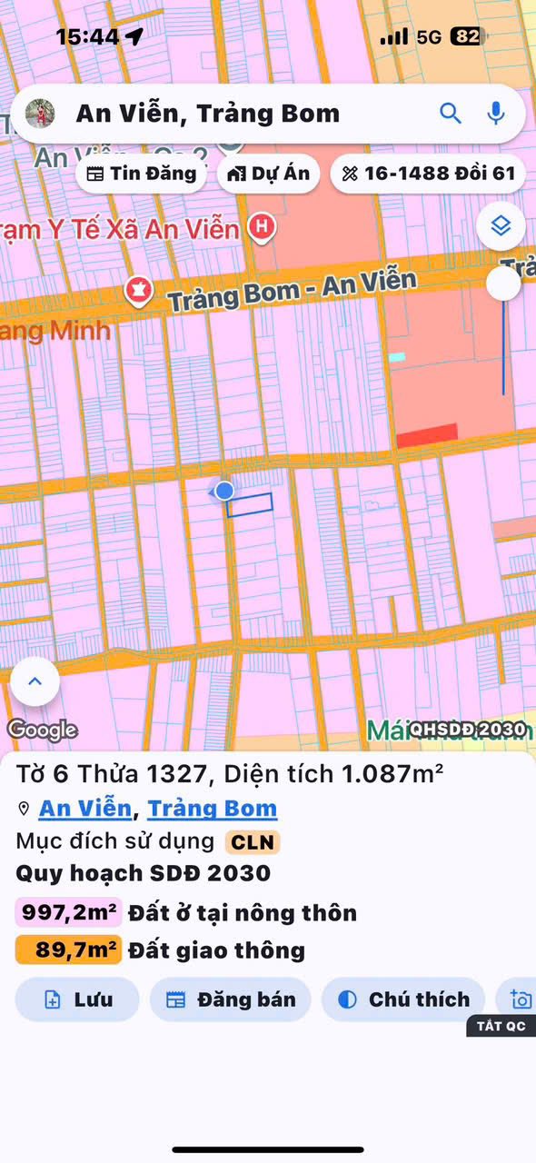 Đất nền An Viễn Trảng Bom 3600m² giá 3.6 tỷ - Cơ hội đầu tư tuyệt vời!