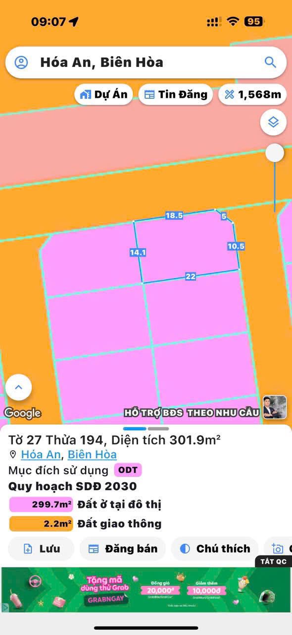 Đất nền góc 3 mặt tiền KDC Hóa An, Biên Hoà, 602m² - Sổ đỏ chính chủ, giá tốt!