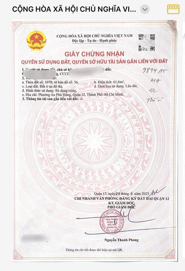 Đất nền hẻm 301 Vườn Lài Quận 12 64m² giá 5.7 tỷ - Đầu tư sinh lời ngay!