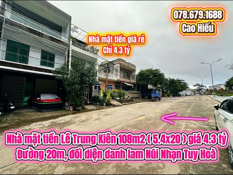 Nhà mặt tiền Lê Trung Kiên Tuy Hòa 108m² giá 4.3 tỷ - Đối diện Núi Nhạn