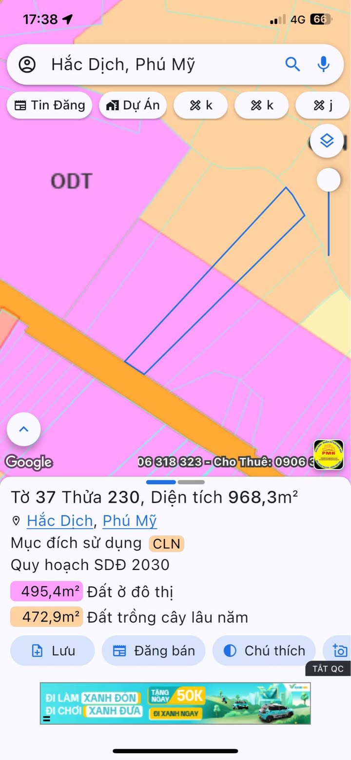 Đất nền Hắc Dịch - Phú Mỹ 909m² giá 2.4 tỷ - Đường nhựa, sổ hồng chính chủ!