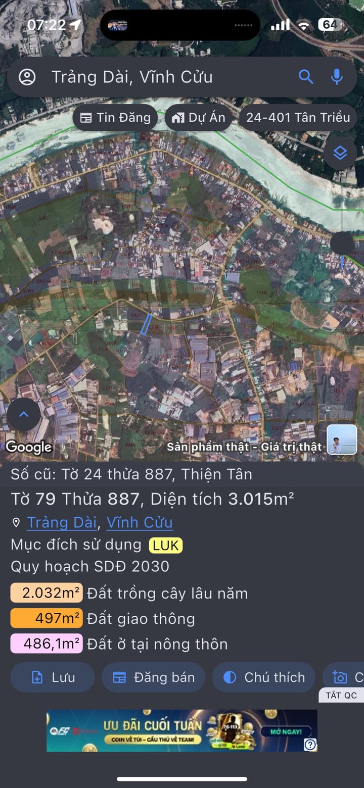 Đất nền 3 mặt tiền Trảng Dài 3015m² giá 2,5 tỷ - Đầu tư sinh lời hấp dẫn!