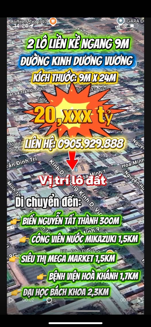 Đất kinh doanh mặt tiền Kinh Dương Vương, Đà Nẵng 216m² giá 20 tỷ - Cơ hội đầu tư sinh lời!