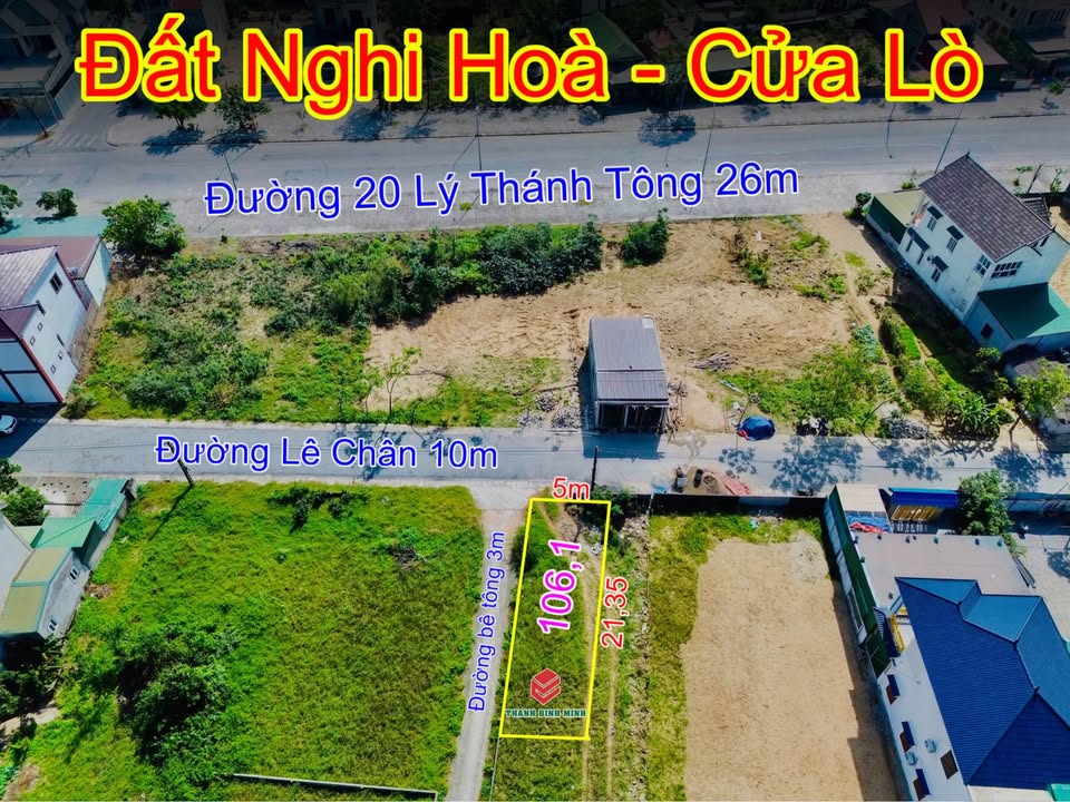 Đất nền Nghi Hoà Cửa Lò 106m² giá 2 tỷ - Lô góc 2 mặt tiền gần biển!