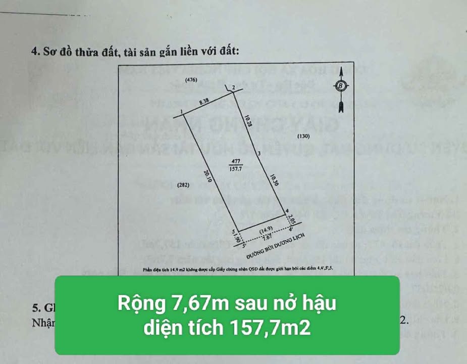 Đất kinh doanh mặt đường Bùi Dương Lịch, 157.7m² giá 8 tỷ - Hướng Đông mát mẻ!