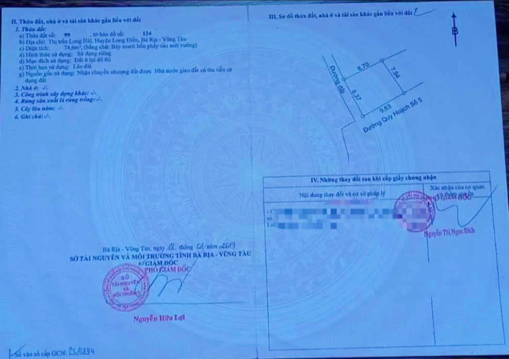 Đất nền Long Hải 74m² giá 1.1 tỷ - Pháp lý sổ đỏ chính chủ!