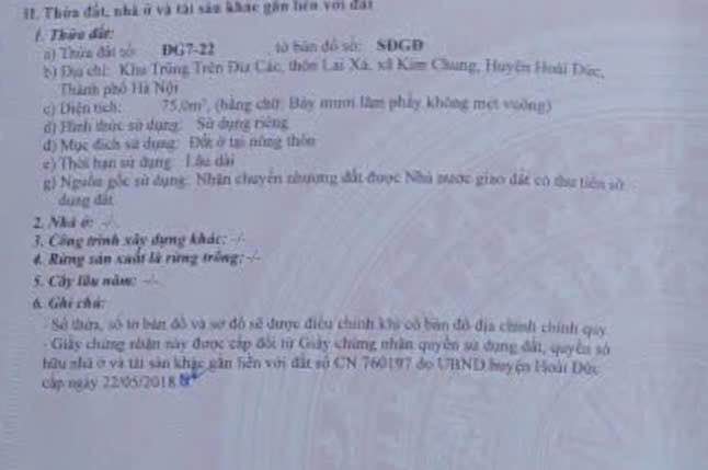 Đất đấu giá Trũng Lai Xá, Hoài Đức 75m² - Cơ hội đầu tư hấp dẫn!