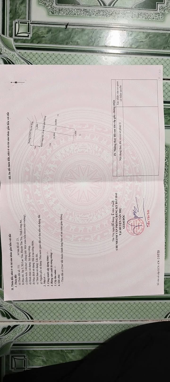 Đất thổ cư ấp 3 xã Lạc Tấn, huyện Tân Trụ 140m² giá 400 triệu - Sổ đỏ chính chủ, khu vực an yên!