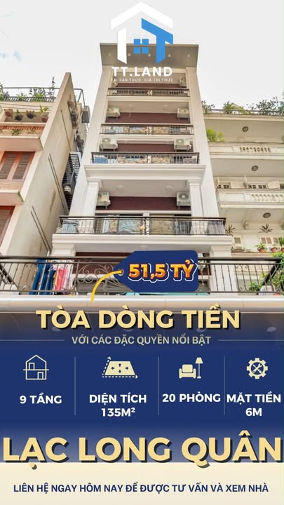 Căn hộ dịch vụ Lạc Long Quân 135m² giá 51.5 tỷ - Đầu tư sinh lời bền vững!