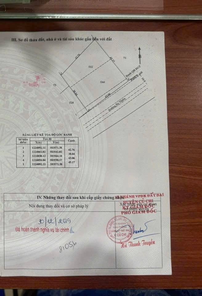 Đất mặt tiền đường Bà Thiên, xã Nhuận Đức, 1770m² - Cơ hội đầu tư tuyệt vời!