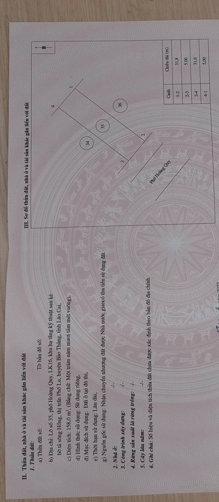 Đất thổ cư 158m² đường Hoàng Quy, Bảo Thắng chỉ 1.1 tỷ - Cơ hội đầu tư tuyệt vời!