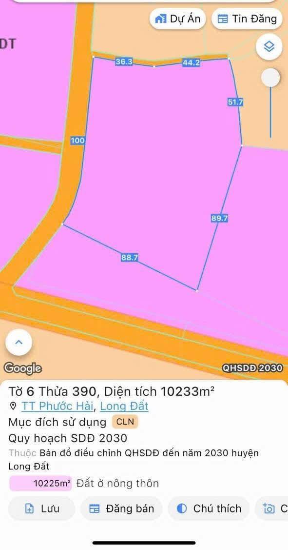 Đất Phước Hải 10.233m² giá 3.4 tỷ - Mặt tiền đường nhựa, gần hồ Sờ Bông!