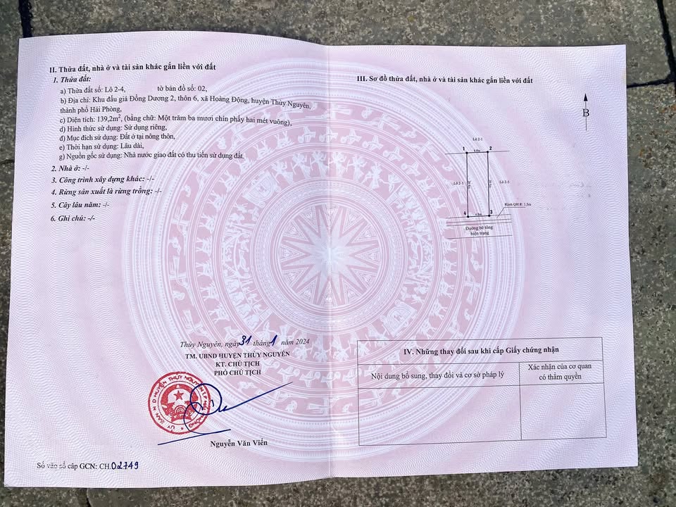 Đất đấu giá Hoàng Động, Thủy Nguyên, Hải Phòng 139m² giá 2.6 tỷ - Cơ hội đầu tư tuyệt vời!