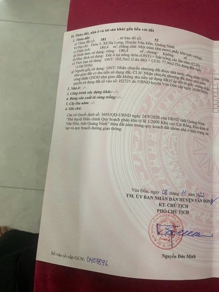 Đất nền thôn 5 xã Hạ Long Vân Đồn 180,4m² giá chỉ 4,69 tỷ - Cần tiền gấp bán nhanh!