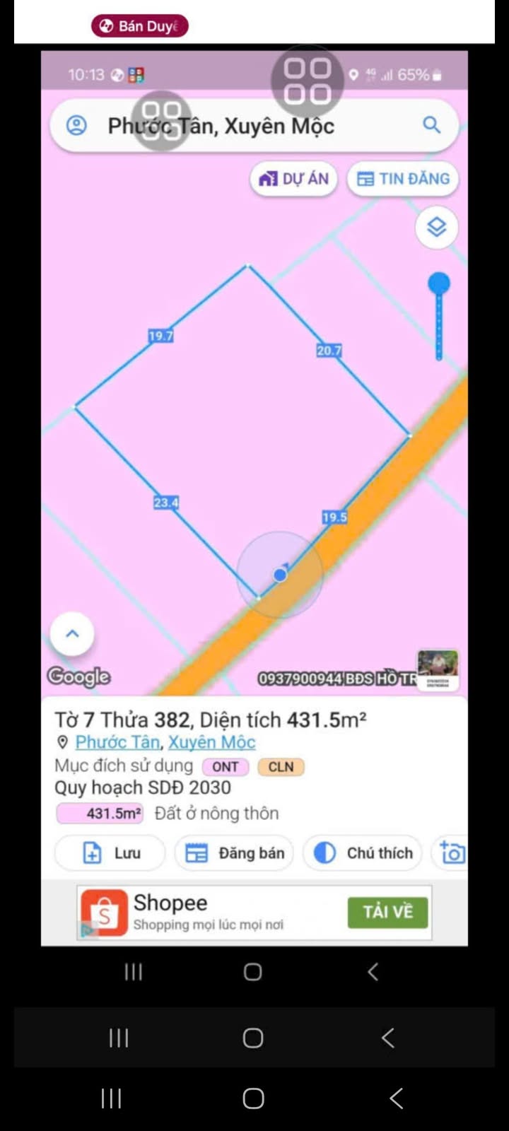 Đất thổ cư Phước Tân, Xuyên Mộc 100m² giá 12 tỷ - Cơ hội đầu tư tuyệt vời!