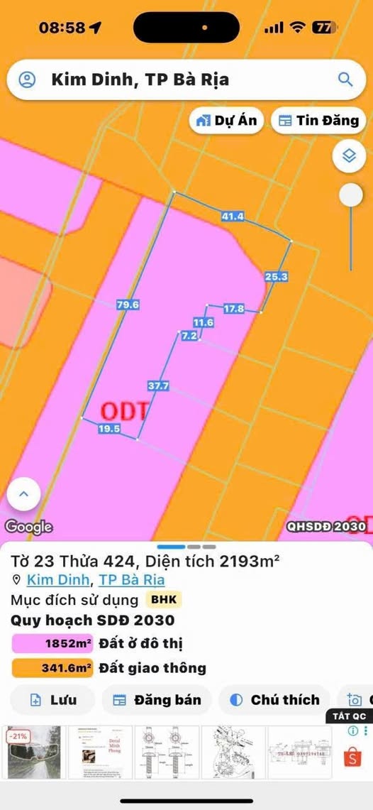 Đất Kim Đinh Bà Rịa - Vũng Tàu 2193m² giá 2.1 tỷ - Cơ hội đầu tư hấp dẫn!