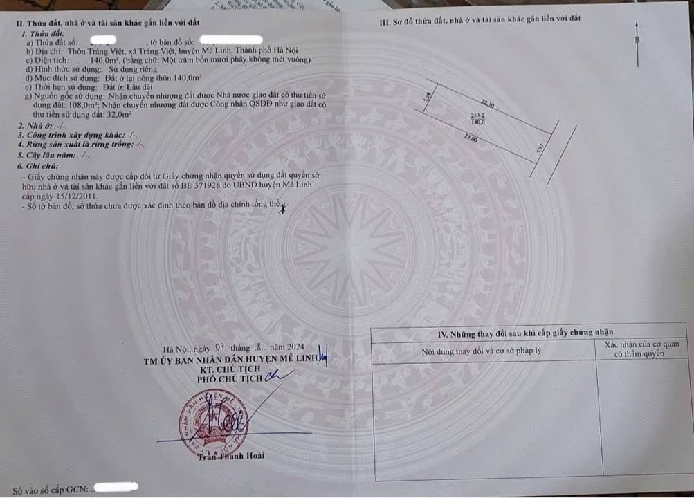 Lô đất 140m² Tráng Việt Mê Linh giá 4.8 tỷ - Đường thông ô tô, đầu tư sinh lời!