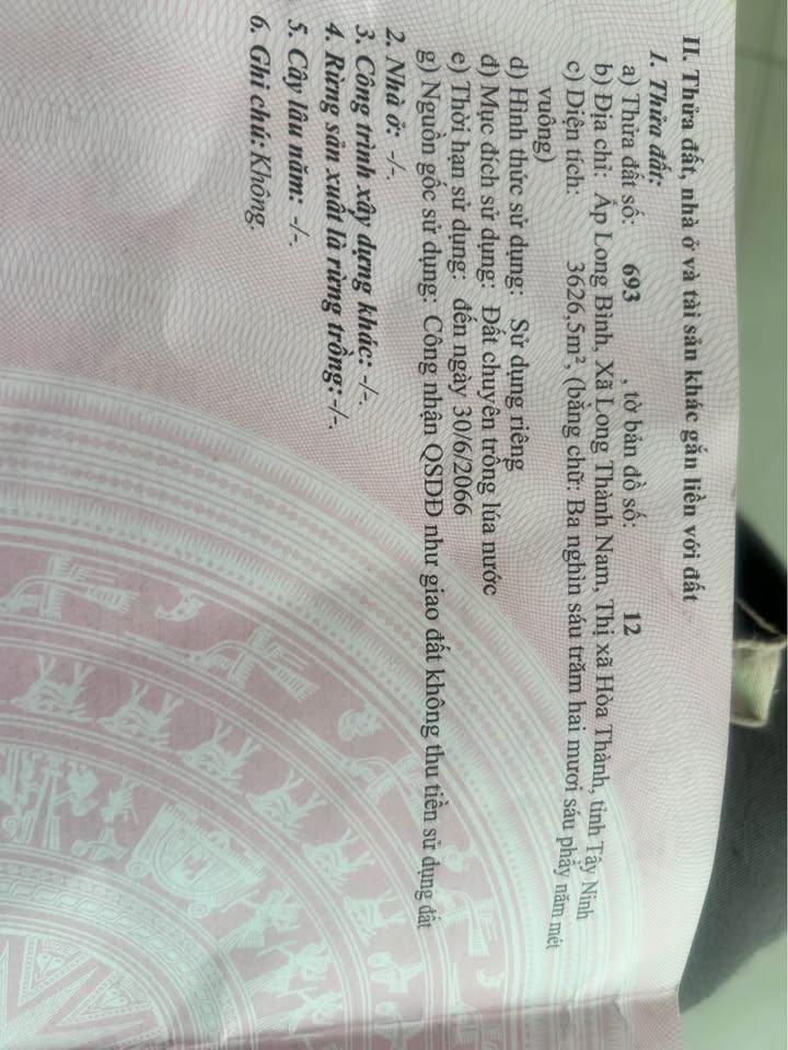 Đất nền Hòa Thành 4806m² giá 4.8 tỷ - Cơ hội đầu tư sinh lời!