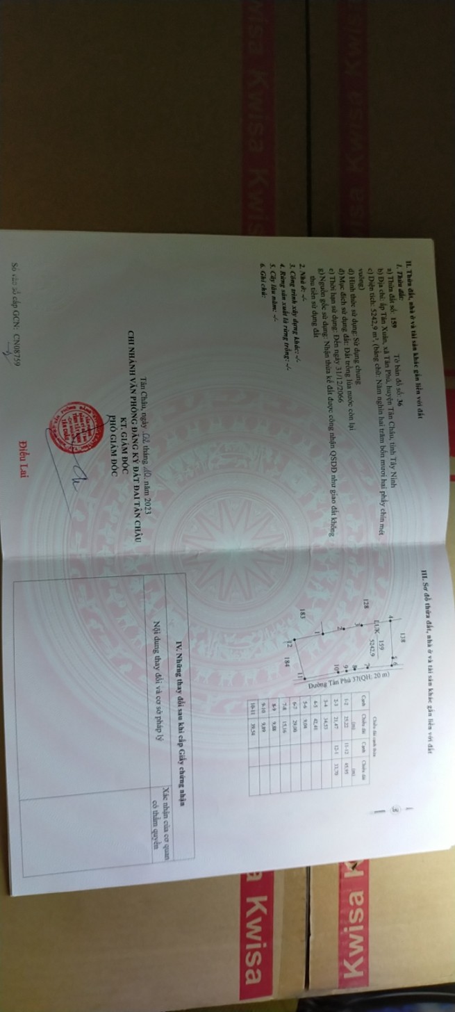 Đất nền Tân Phú, Tây Ninh 5200m² giá 36.4 tỷ - Mặt tiền đường bê tông rộng rãi!